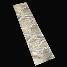 Load image into Gallery viewer, BB10055AD Silk Obi Fabric Zen Temple Green Beige 50.0x10.6in(127x27cm)
