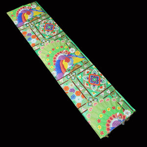 BB10075AF Silk Obi Fabric Peacock Green 51.6x11.0in(131x28cm)