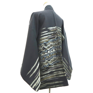 Haori Jacket Vintage(1950-1980) Black Gold Wave Silk #9864B2