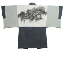Load image into Gallery viewer, Men&#39;s Haori Vintage(1950-1980) Dark Blue Black Dragon Silk #10411A2
