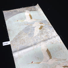 Load image into Gallery viewer, BB10065AE Silk Obi Fabric Crane Birds Light Blue 35.0x10.6in(89x27cm)
