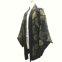 Load image into Gallery viewer, Haori Jacket Vintage(1950-1980) Black Gold Chrysanthemum Silk #10006C3
