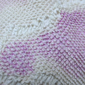 Silk Japanese Obiage Shibori White Purple 51.2x5.5in(130x14cm) A#10028