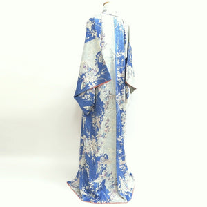 Kimono Light Blue Butterfly Plum blossom Branch Silk #9667J3