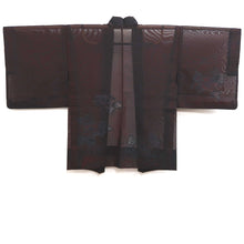 Load image into Gallery viewer, Haori Jacket Vintage(1950-1980) Black Red See-Through Embroidery Peony Silk #10231E2
