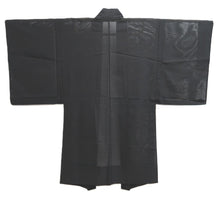 Load image into Gallery viewer, Men&#39;s Haori Vintage(1950-1980) Black See-Through Silk #10424A2
