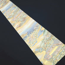Load image into Gallery viewer, Fukuro Obi Gold White Blue Landscape Silk BB272V5
