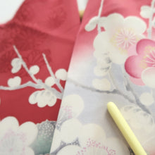 Load image into Gallery viewer, Furisode Magenta Plum blossom Branch Tall Silk #11082A5
