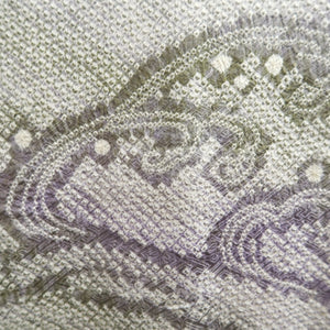 Haori Jacket Vintage(1950-1980) Light Green Lavender Shibori Wave Silk #10066D1
