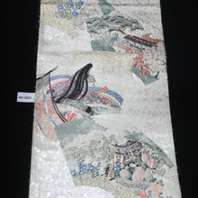 Load image into Gallery viewer, BB10095AF Silk Obi Fabric Heian Princess Beige 108.3x10.6in(275x27cm)
