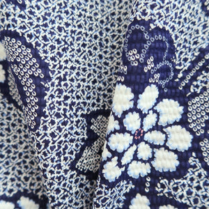 Yukata Vintage(1950-1980) Navy White Flower Cotton #10484A5