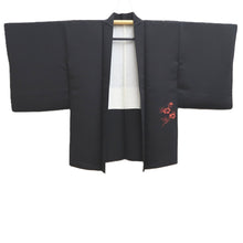 Load image into Gallery viewer, Haori Jacket Vintage(1950-1980) Black Flower Silk #10592C1
