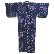 Load image into Gallery viewer, Yukata Vintage(1950-1980) Navy Butterfly Cotton #10757D3
