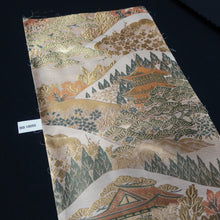 Load image into Gallery viewer, BB10055AD Silk Obi Fabric Zen Temple Green Beige 50.0x10.6in(127x27cm)
