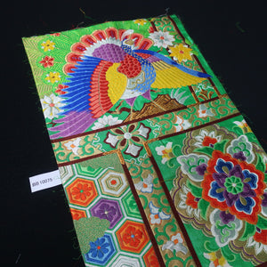 BB10075AF Silk Obi Fabric Peacock Green 51.6x11.0in(131x28cm)