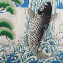 Load image into Gallery viewer, Juban Vintage(1920-1950) Blue Leaping Carp Silk #10378F4
