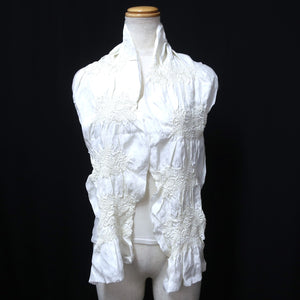 Silk Japanese Obiage Shibori White 53.5x5.5in(136x14cm) A#10018