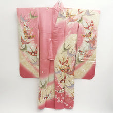 Load image into Gallery viewer, Furisode Pink Crane Birds Sakura Silk #9708J5
