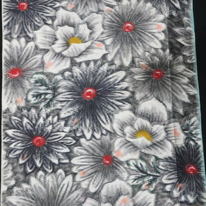 KK1478A2 Silk Kimono Fabric Vintage(1950-1980) Meisen White Black 56.3x12.6in(143x32cm)