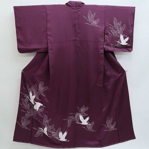 Kimono Purple Crane Birds Silk #9935B5