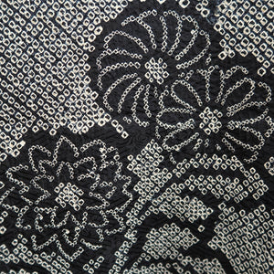 Haori Jacket Vintage(1950-1980) Black Full Shibori Chrysanthemum Silk #10216E2