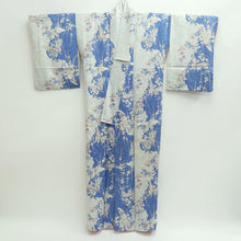 Load image into Gallery viewer, Kimono Light Blue Butterfly Plum blossom Branch Silk #9667J3
