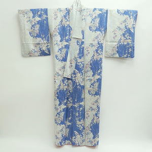 Kimono Light Blue Butterfly Plum blossom Branch Silk #9667J3