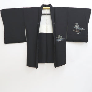 Haori Jacket Vintage(1950-1980) Black Kyoto Kinkakuji Silk #9739A2