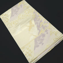 Load image into Gallery viewer, Fukuro Obi Vintage(1950-1980) White Gold Lavender Crane Birds Silk BB322V8
