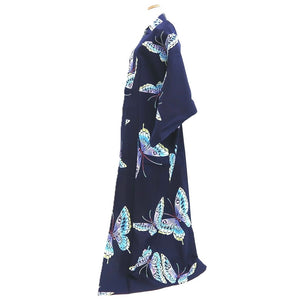 Yukata Vintage(1950-1980) Navy Butterfly Cotton #10485B1