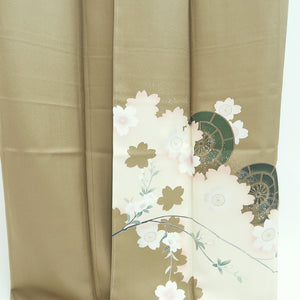 Kimono Light Khaki Cherry Blossom Tall Silk #9946B5