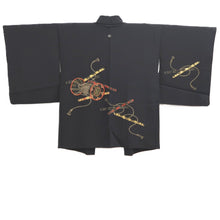 Load image into Gallery viewer, Haori Jacket Black Tsuzumi Flute Silk #10813E1
