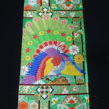Load image into Gallery viewer, BB10075AF Silk Obi Fabric Peacock Green 51.6x11.0in(131x28cm)
