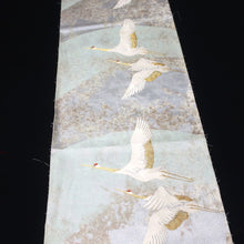 Load image into Gallery viewer, BB10065AE Silk Obi Fabric Crane Birds Light Blue 35.0x10.6in(89x27cm)
