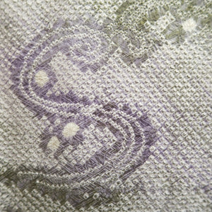 Haori Jacket Vintage(1950-1980) Light Green Lavender Shibori Wave Silk #10066D1