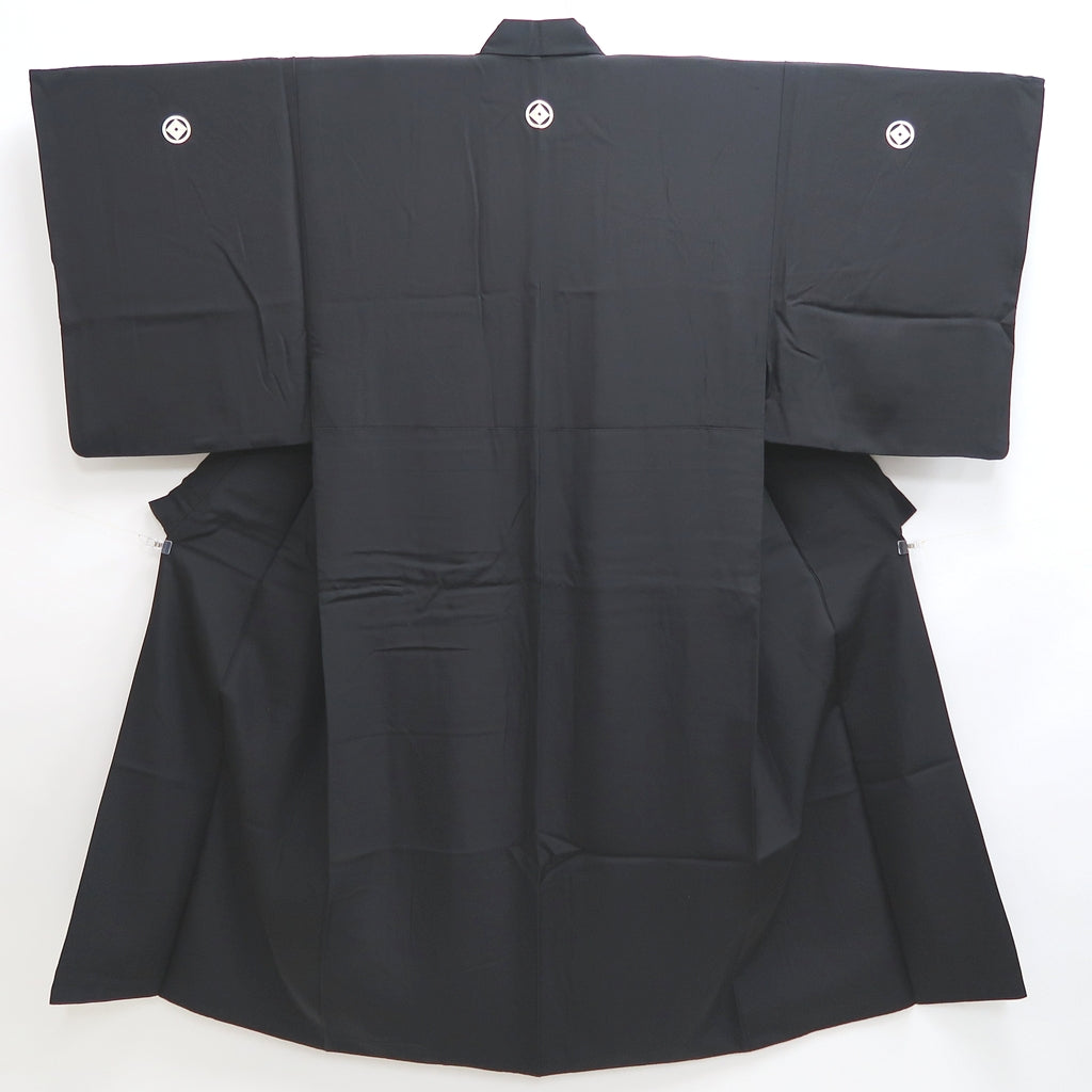 Men's Kimono Vintage(1950-1980) Black Montsuki Habutae Silk #9971C1