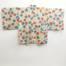 Load image into Gallery viewer, Haori Jacket Vintage(1950-1980) White Vermillion Blue Shibori Maple Leaf Silk #9784A4
