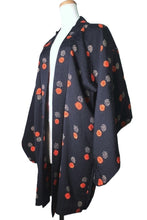 Load image into Gallery viewer, Haori Jacket Vintage(1950-1980) Black Shibori Bishamon Kikkou Silk #8704J2
