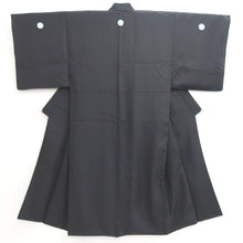 Load image into Gallery viewer, Men's Kimono Vintage(1950-1980) Black Montsuki Habutae Silk #10866E4
