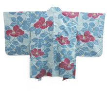 Load image into Gallery viewer, Haori Jacket Vintage(1920-1950) Light Gray Light Blue Meisen Silk #11002F5

