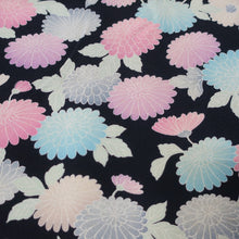 Load image into Gallery viewer, KK1425B8 Silk Kimono Fabric Vintage(1950-1980) Chrysanthemum Black 59.4x12.2in(151x31cm)
