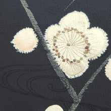 Load image into Gallery viewer, Haori Jacket Vintage(1950-1980) Black Gold Plum blossom Branch Silk #11063A4

