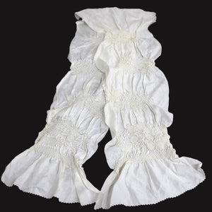 Silk Japanese Obiage Shibori White 53.5x5.5in(136x14cm) A#10018