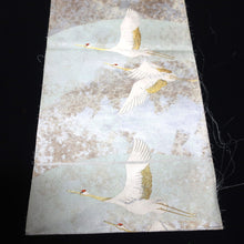 Load image into Gallery viewer, BB10065AE Silk Obi Fabric Crane Birds Light Blue 35.0x10.6in(89x27cm)
