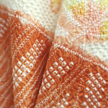 Load image into Gallery viewer, Haori Jacket Vintage(1950-1980) Pale Orange Vermillion Shibori Flower Silk #10021C4
