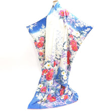 Load image into Gallery viewer, Furisode Blue White Peony Tall Silk #9698J4
