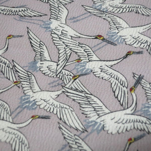 KK1488A2 Silk Kimono Fabric Crane Birds Pale Pink 58.7x13.0in(149x33cm)