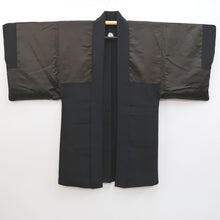 Load image into Gallery viewer, Men&#39;s Haori Vintage(1950-1980) Black Habutae Mountain Landscape Silk #9980C2
