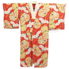 Load image into Gallery viewer, Juban Vintage(1920-1950) Red Crane Birds Silk #10366F4
