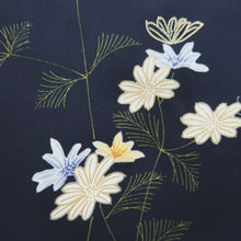 Load image into Gallery viewer, Haori Jacket Blueish Black Floral pattern Silk #11073A4
